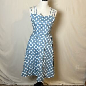 Unbranded blue polka dot a-line dress
